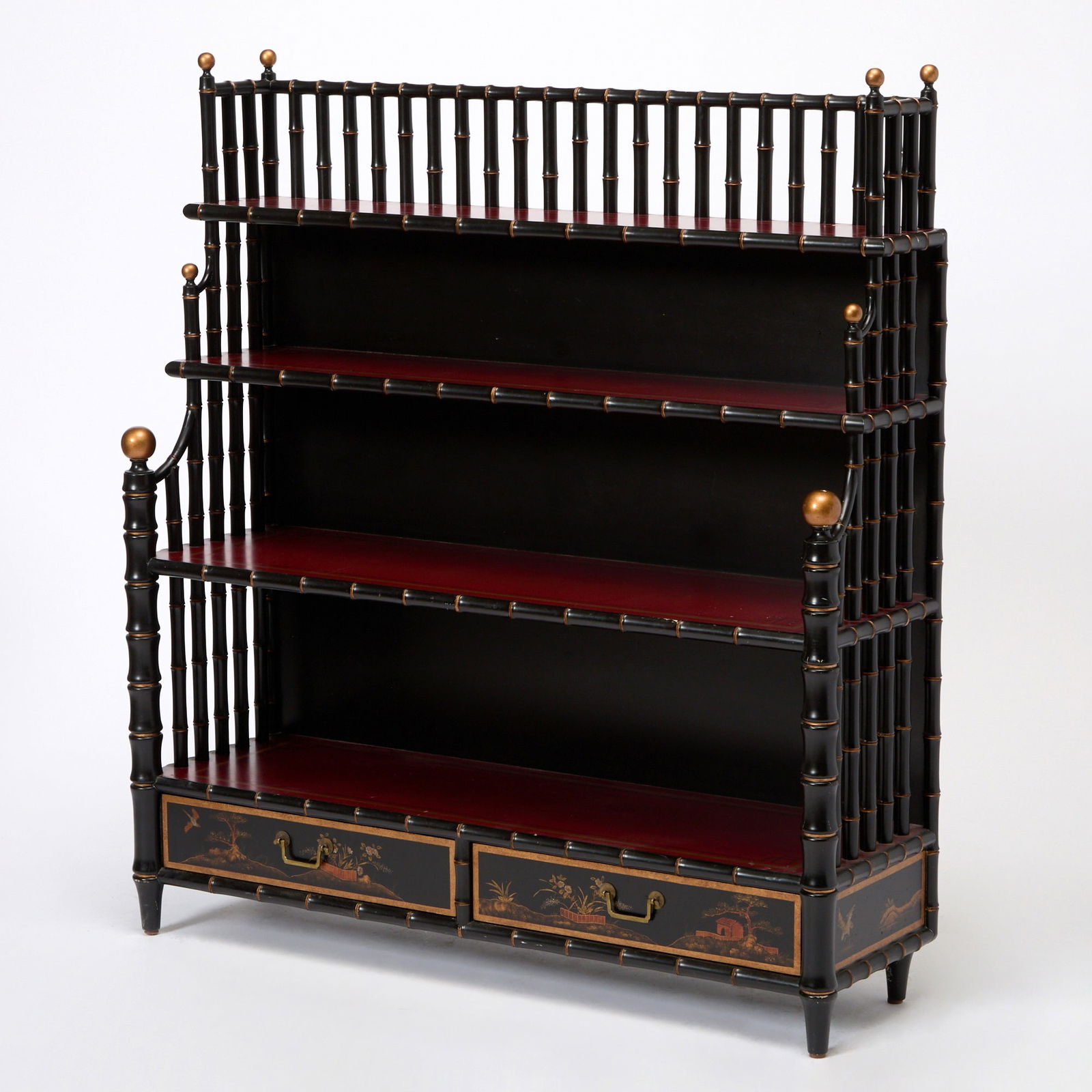 Regency Style Faux Bamboo Lacquered Etagere (1 of 6)