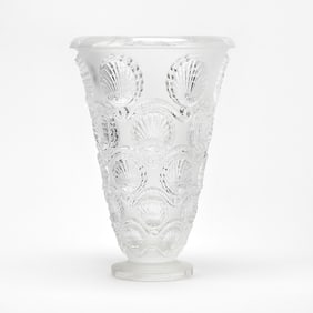 Lalique Molded Glass "Cancale" Footed Vase