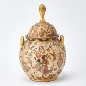 Italian Lacca Povera Covered Jar