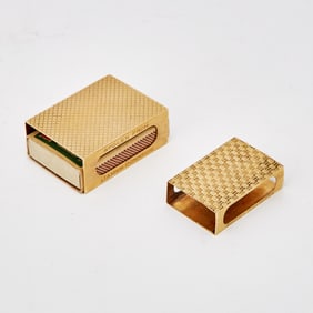 Two Cartier Gold Match Box Holders