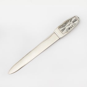 Cartier Stainless Steel Envelope Opener with Clock Feature