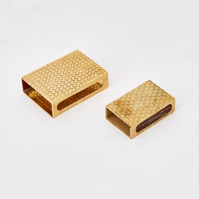 Two Cartier Gold Match Box Holders