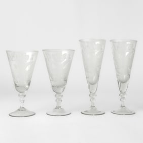 Two Pairs of Russian Style Glass Goblets