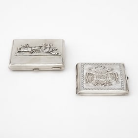 Two Russian Silver Cigarette Cases