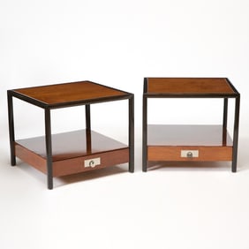 Pair of Part Ebonized Walnut End Tables