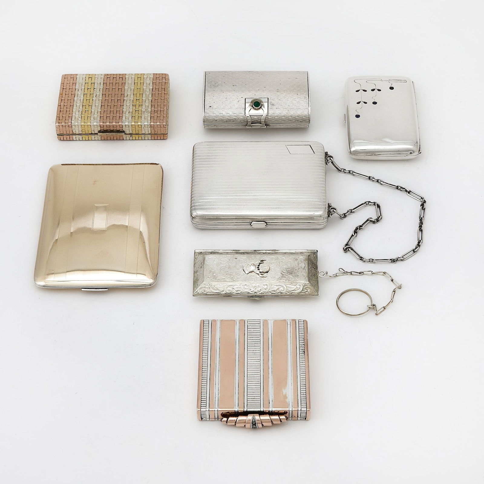 Group of Seven Silver Compacts and Cases (1 of 7)