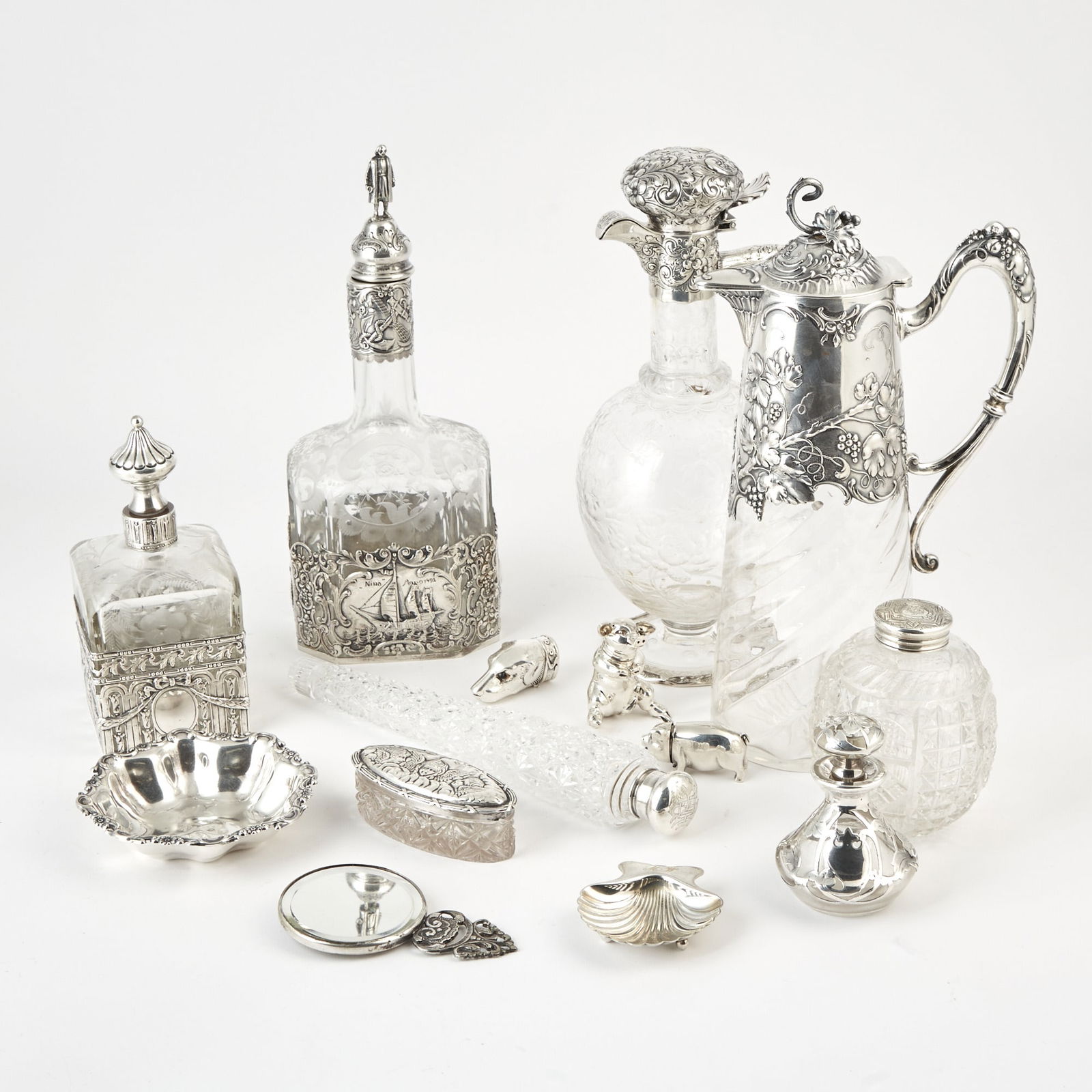 Group of Continental Silver and Cut-Glass Table Articles (1 of 3)