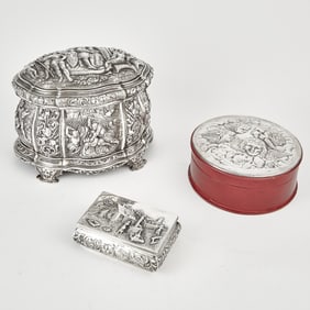 Continental Silver-Plated Jewelry Box