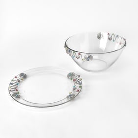 Arcoroc French Metal Mounted Salad Bowl and Platter