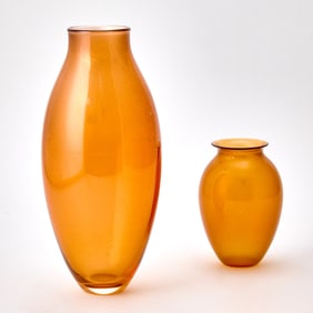 Two Josh Simpson Blown Glass Vases