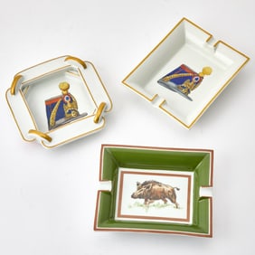 Group of Three Hermès Porcelain Ashtrays