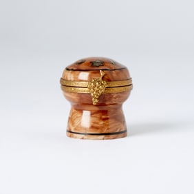 Limoges Porcelain Small Trinket Box in the Shape of a Champagne Cork