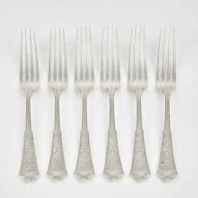 Set of Six Tiffany & Co. Sterling Silver "Persian" Pattern Dinner Forks