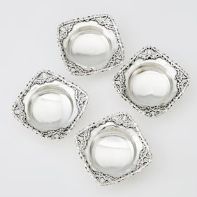 Set of Four Dominick & Haff Sterling Silver and Parcel Gilt Butter Pats