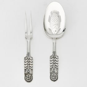 David Andersen Sterling Silver Serving Fork and Fish Slice