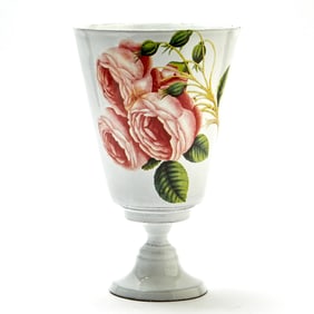 John Derian and Astier de Villatte Transfer Decorated Ceramic Vase