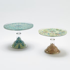 Two John Derian Glass Cake Plates
