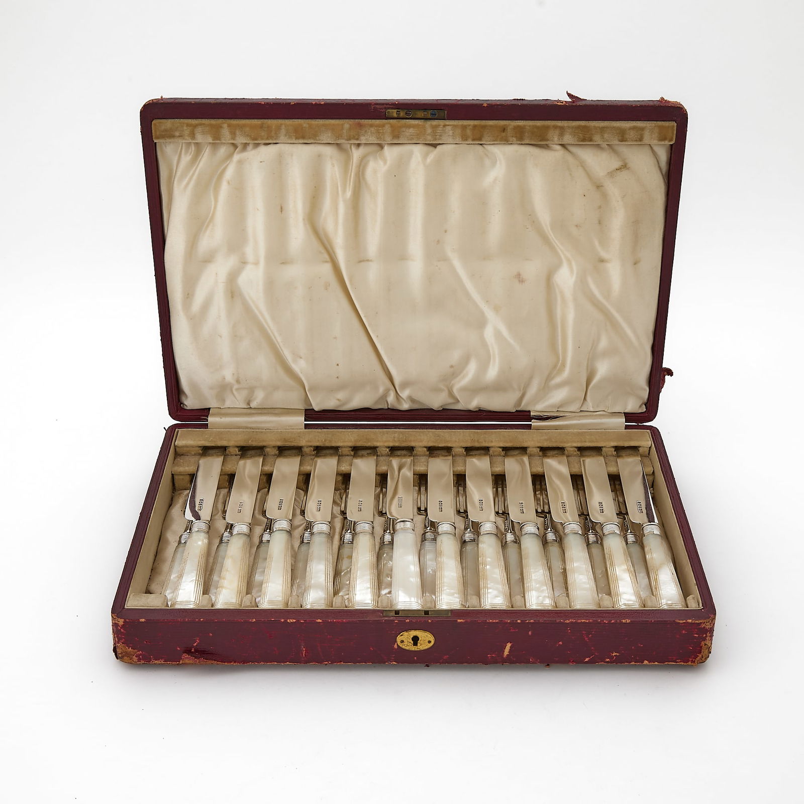 Cased Victorian Sterling Silver and Mother of Pearl Fruit Service (1 of 4)