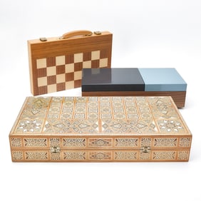 Three Wooden Game Boards/Boxes