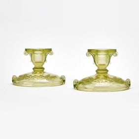 Pair of American Pressed Glass Candlesticks