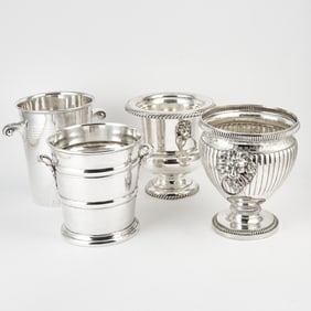 Group of Four Silver-Plated Ice Buckets
