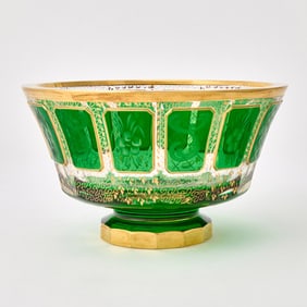 Bohemian Gilt Decorated Cut and Wheel-Engraved Glass Bowl