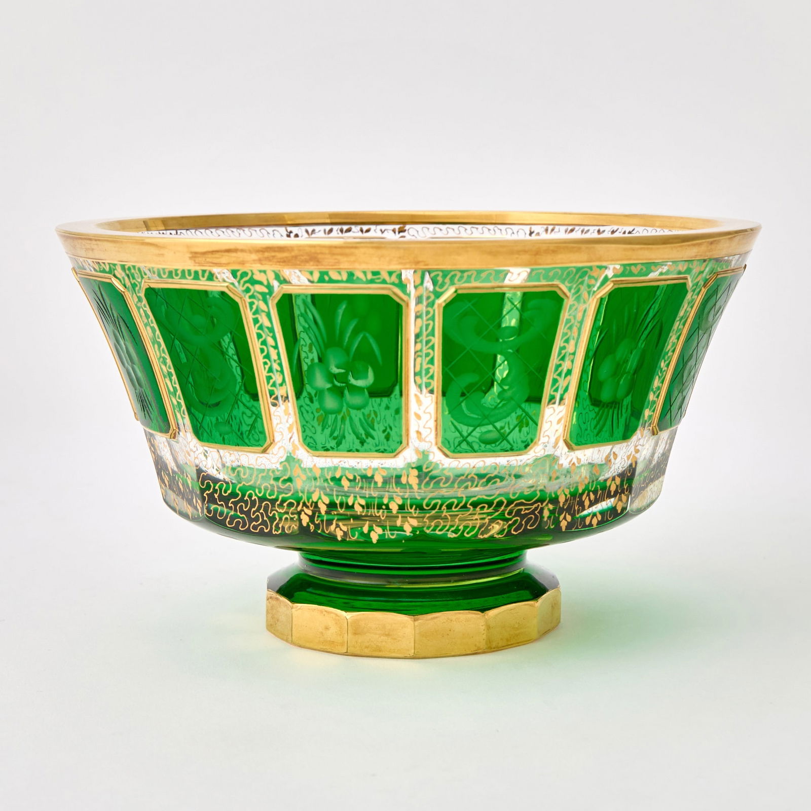 Bohemian Gilt Decorated Cut and Wheel-Engraved Glass Bowl (1 of 2)