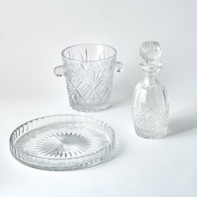 Group of Molded Colorless Glass Barware