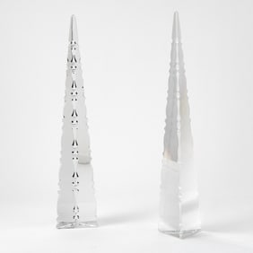 Pair of Baccarat Glass Obelisks