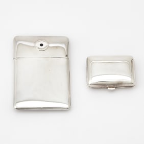 Asprey Sterling Silver Card Case and Pill Box