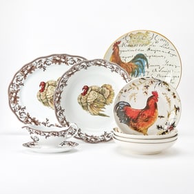 Group of William Sonoma Porcelain Animal Decorated Table Articles