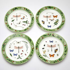Four Richard Parker "Secret Garden" for Bergdorf Goodman Porcelain Chargers