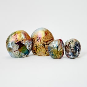 Group of Four Richard Saatva Enameled Glass Table Ornaments