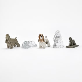 Group of Glass, Pewter and Porcelain Miniature Figures of Cocker Spaniels