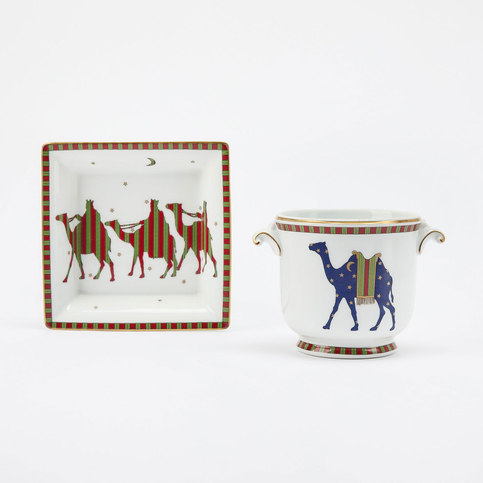 Richard Ginori Porcelain Camel-Themed Small Cachepot and Square Dish (1 of 7)