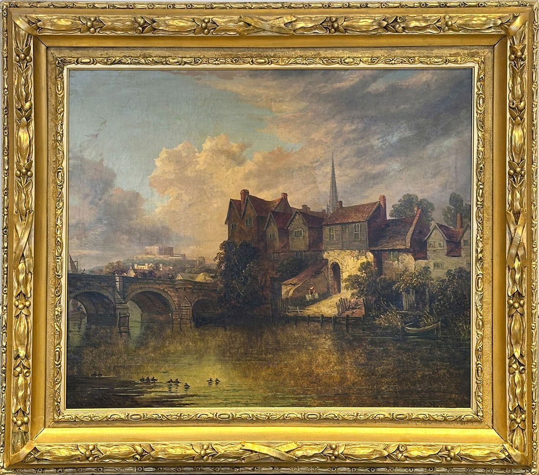 British School: 19th CenturyOld Stone BridgeOil on canvas24 3/4 x 30 inchesFramed 33 1/4 x 38 1/2 inches