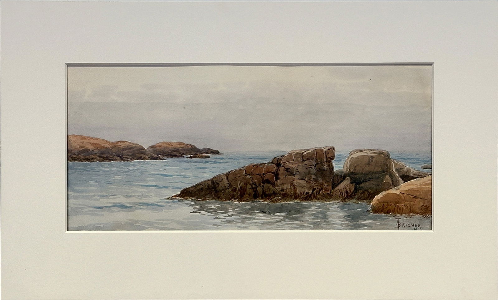 Alfred Thompson Bricher: American, 1837-1908Rocky CoastSigned with conjoined initials ATBricher (lr)Watercolor on paper9 3/4 x 21 1/2 inchesFramed 20 x 31 1/2 inches