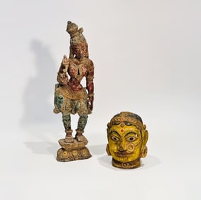 Two Indian Polychrome Wood Carvings