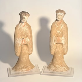 Pair of Chinese Pottery Attendants