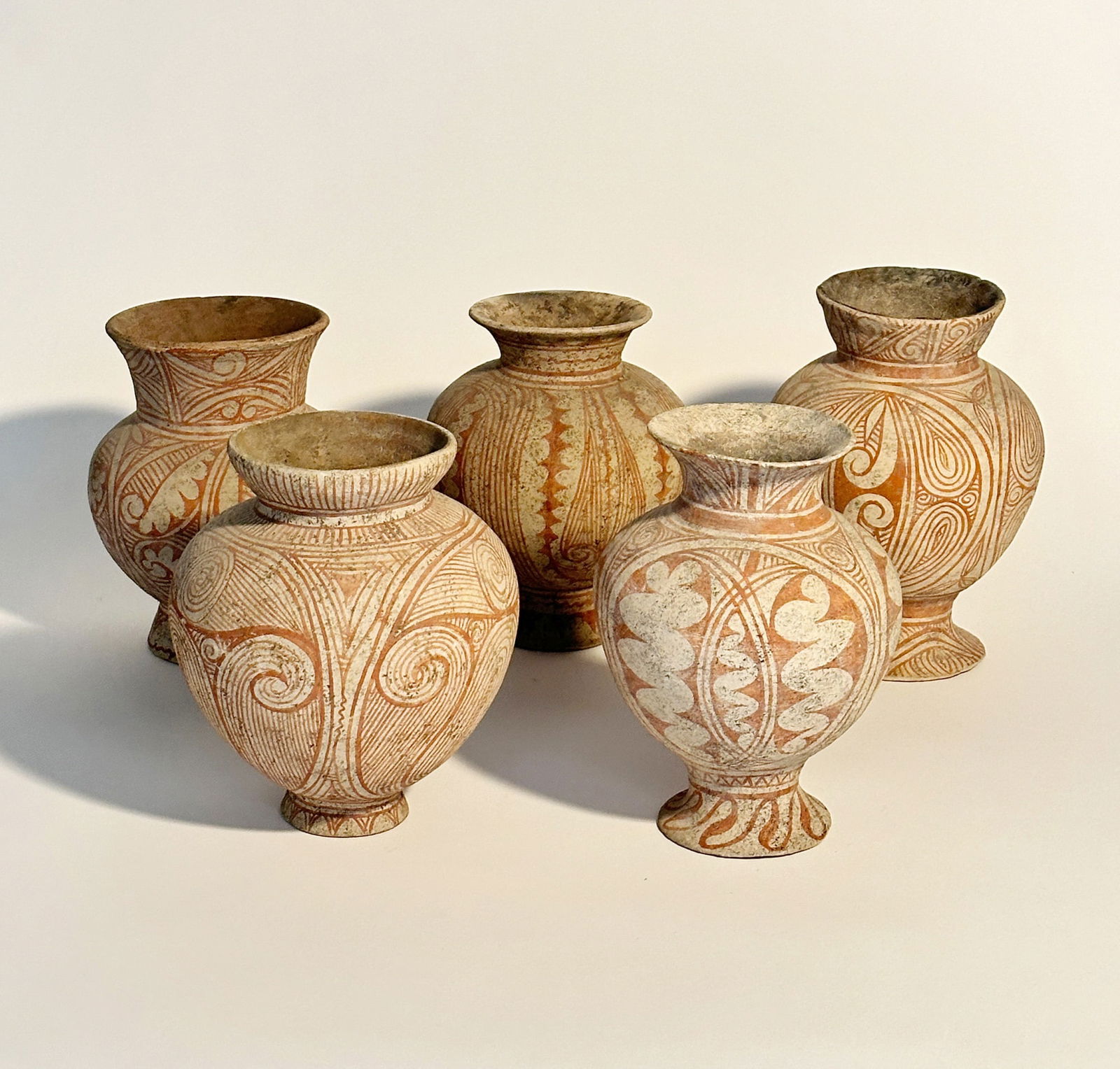 Five Thai Ban Chiang Bichrome Pottery Vessels (1 of 5)