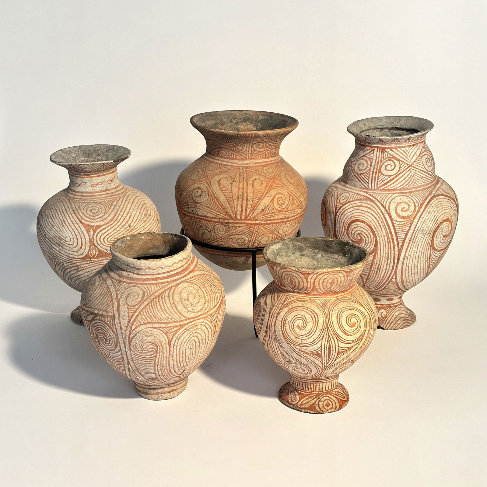 Five Thai Ban Chiang Bichrome Pottery Vessels (1 of 13)