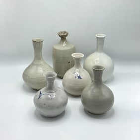 Six Korean Porcelain Bottle Vases