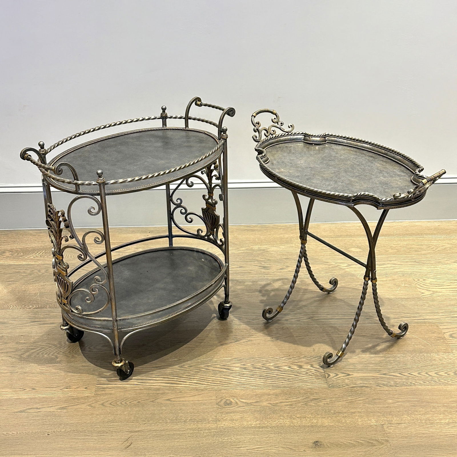 Steel Bar Cart and Serving Tray on Stand (1 of 8)