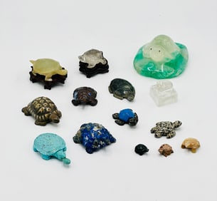 Fourteen Mostly Hardstone Turtles