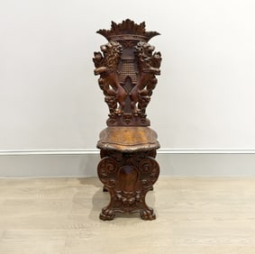 Carved Walnut Hall Chair