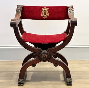 Baroque Style Walnut Savonarola Chair
