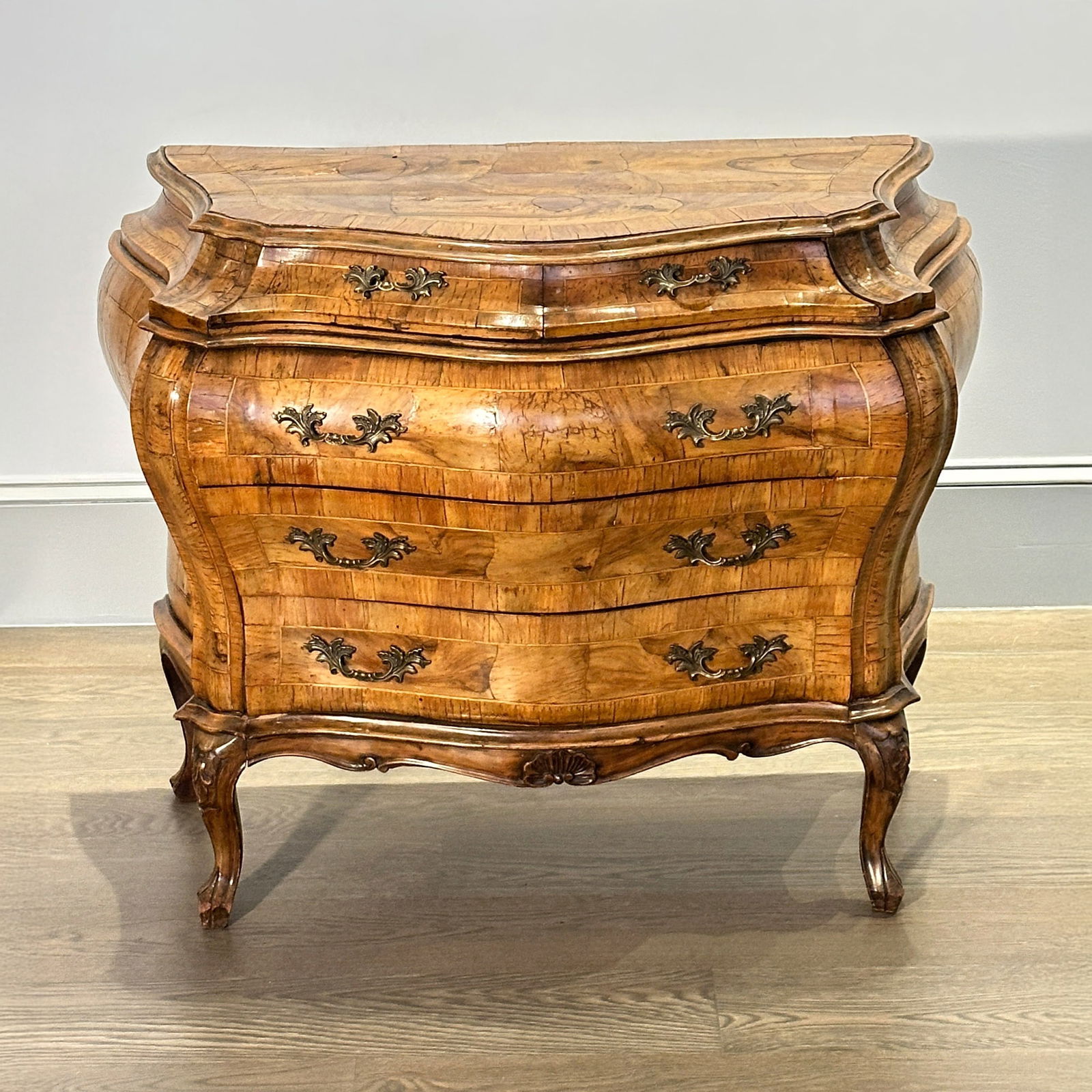 Continental Rococo Style Fruitwood Bombe Commode (1 of 9)