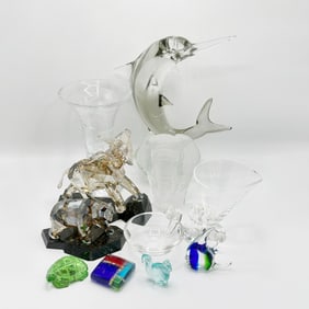 Group of Art Glass Animals and Table Articles