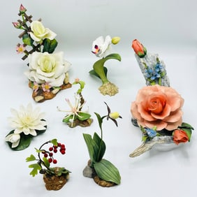 Seven Boehm Porcelain Flowers