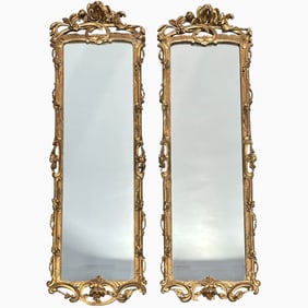 Pair of Rococo Style Giltwood Mirrors